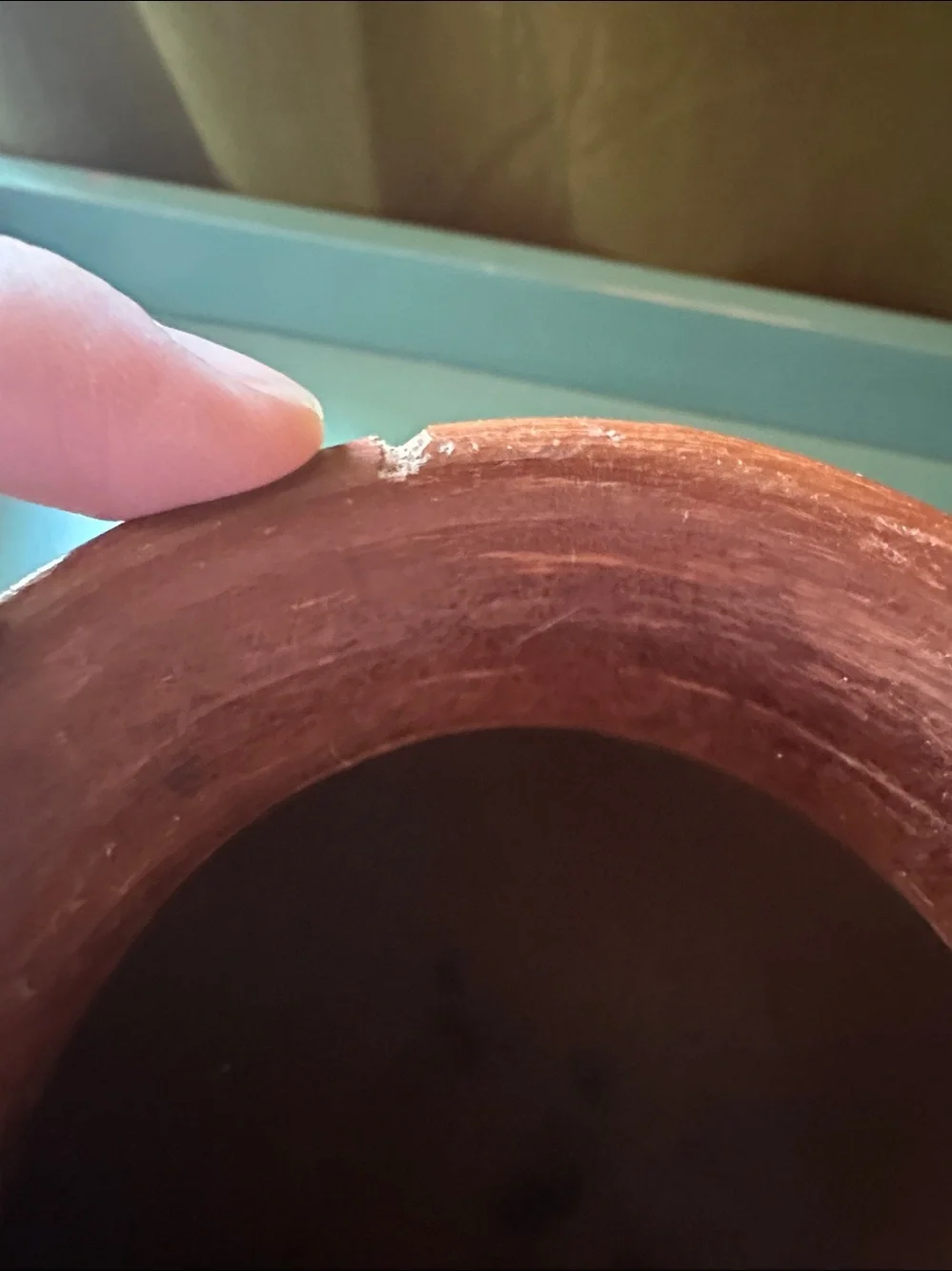 Handcrafted Brown Carved Geometric Vase